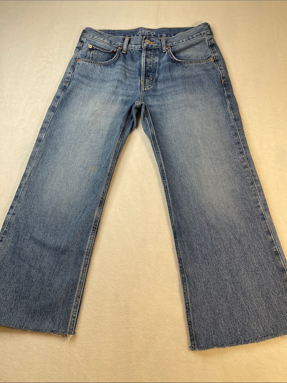 Etica Medium Blue Cropped Wide-Leg Jeans WOMENS SIZE 27 WAIST